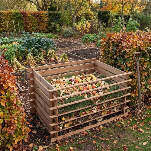 Wooden slatted composter - wooden,
