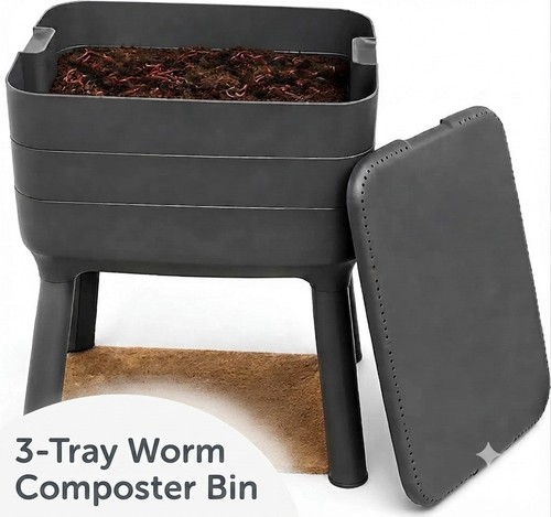 Tray worm composter bin - 3-tray,