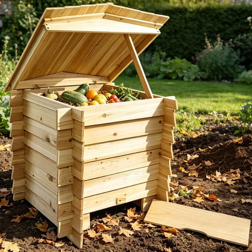 300l wooden slatted - slatted, garden